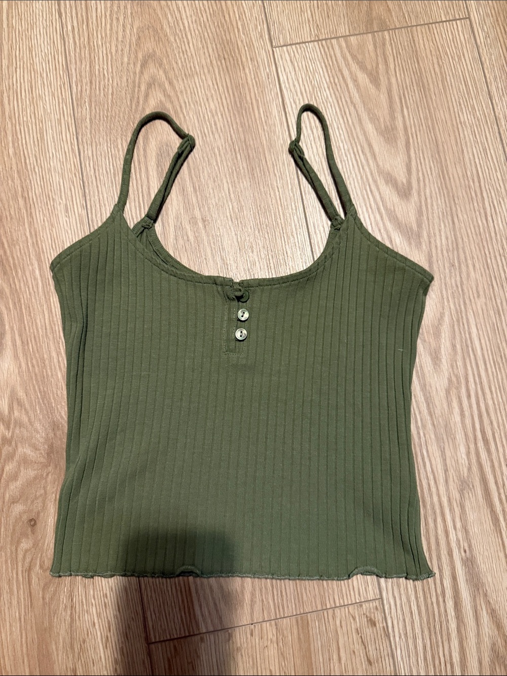 American Eagle Outfitters Olive Ribbed Button-Front Cami